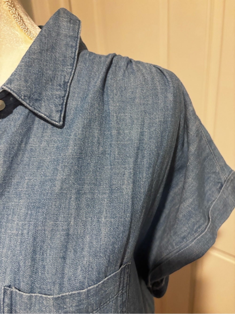 Old Navy Denim Button-Front Shirt Dress in Blue - Large Tall - Picture 3 of 6